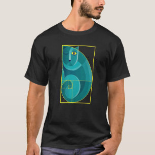 T-shirt Chat Abstrait Assis À Fibonacci Golden Spiral