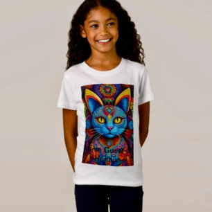 T-Shirt Chat abstrait aux yeux jaunes