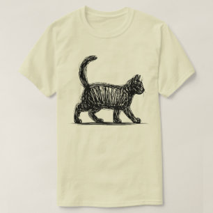 T-shirt Chat abstrait en ligne Art Minimaliste Gribouillis