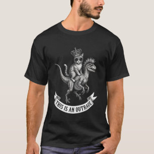 T-shirt Chat Absurde dans une Couronne montant un Dinosaur