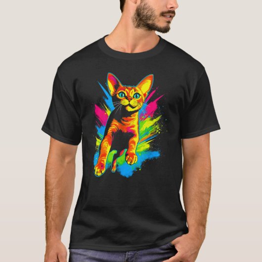 T-shirt Chat abyssin arc-en-ciel (Devant)