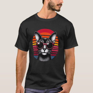 T-shirt Chat abyssin Lunettes de soleil Rétro Vintage Couc