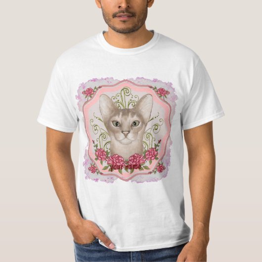 T-shirt chat abyssin Roses  (Devant)