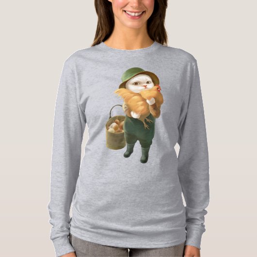 T-shirt Chat adorable avec Hen à la ferme (Devant)