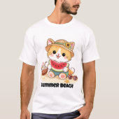 T-shirt Chat Adorable de Plage d'Été (Devant)