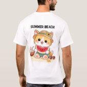 T-shirt Chat Adorable de Plage d'Été (Dos)