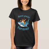 T-shirt Chat adorable et requin. Meilleurs Pals Pour Toujo (Devant)