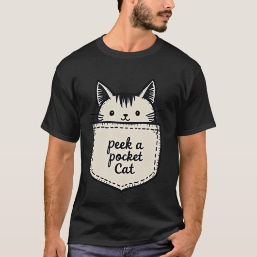 T-shirt Chat Adorable Peek-a-Pocket qui se cache dans un F (Devant)