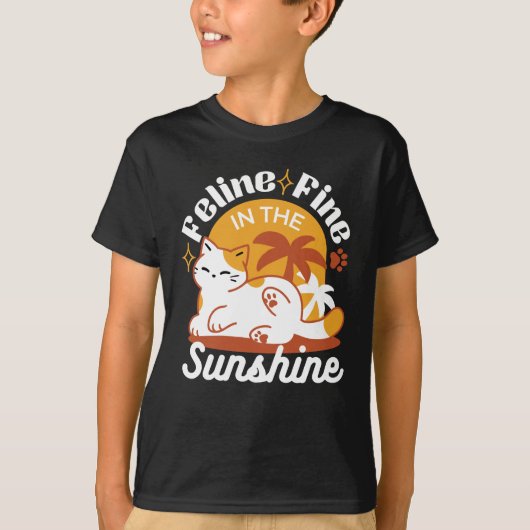 T-shirt Chat adorable se relaxer au soleil - Animal de com (Devant)
