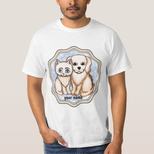 T-shirt Chat aime chien (Devant)