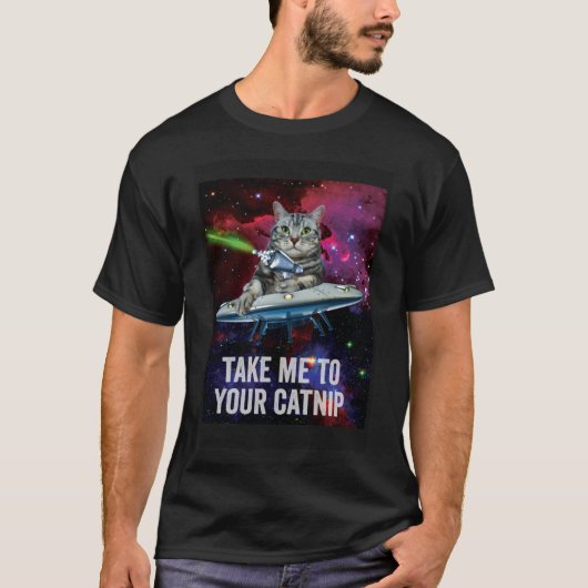 T-shirt Chat Alien de l'espace m'emmène à votre capture (Devant)