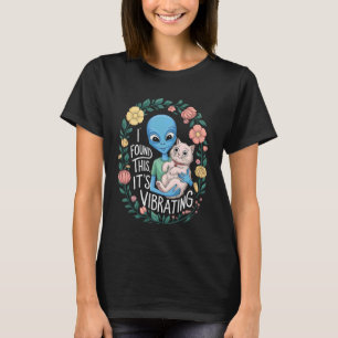 T-shirt Chat Alien Floral Mignon Humour Bizarre Chats