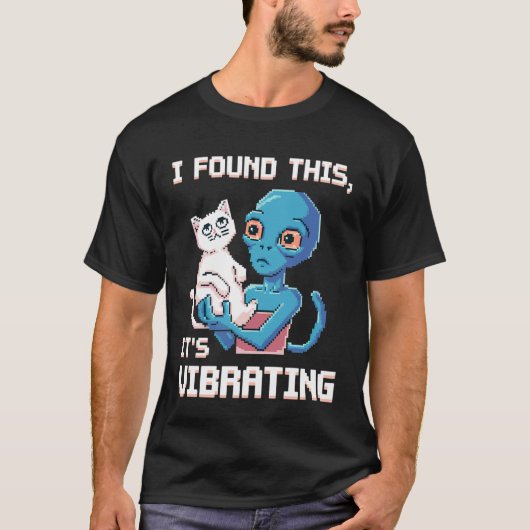 T-shirt Chat Alien Pixel Rétro SciFi Humour 2 (Devant)