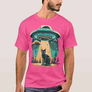 T-shirt Chat Alien rétro Ufo Galaxy Chat Vintage Ufo Chat