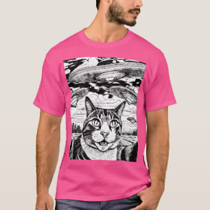 T-shirt Chat Alien Ufo Drôle Chats Et Aîné De Science-Fict