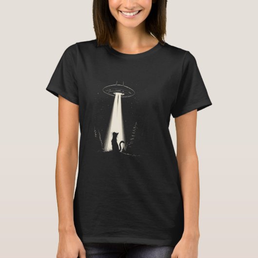 T-shirt Chat Alien Vaisseau Spatial UFO Kitty Sci-Fi Galax (Devant)