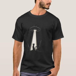 T-shirt Chat Alien Vaisseau Spatial UFO Kitty Sci-Fi Galax