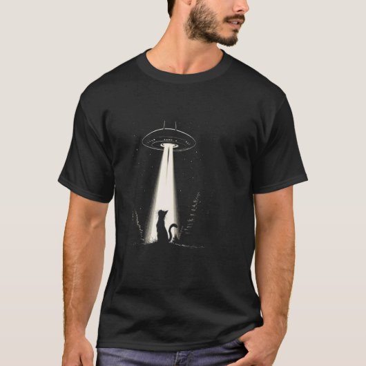 T-shirt Chat Alien Vaisseau Spatial UFO Kitty Sci-Fi Galax (Devant)