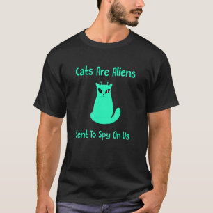 T-shirt Chat Alien Vert Les Chats Sont Des Aliens Envoyés