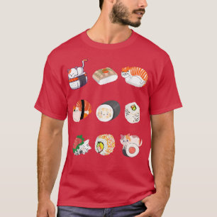 T-shirt Chat alimentation rouleau sushi, amateur de film d