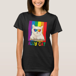 T-shirt Chat Allié Drapeau de Fierté Arc-en-ciel LGBT Gay