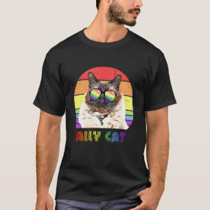T-shirt Chat allié LGBTQ drapeau arc-en-ciel de fierté gay