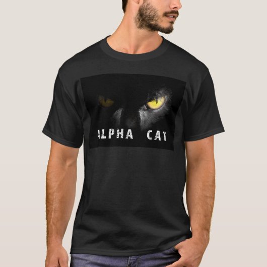 T-shirt Chat Alpha avec regard mortel sur noir (Devant)