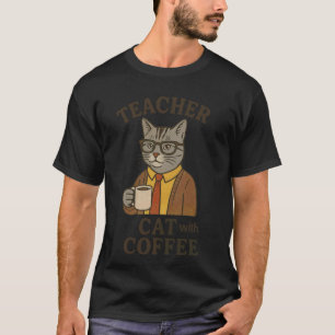 T-shirt Chat amateur de café professeur drôle intelligent