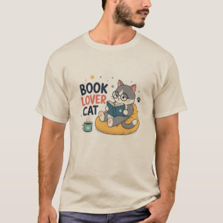 T-shirt Chat amateur de livres Mignon Illustration de chat