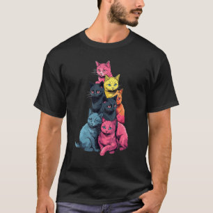 T-shirt Chat américain à poil court arc-en-ciel LGBT fier