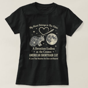 T-shirt Chat américain à poil court Art spatial cosmique