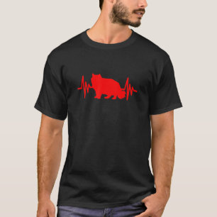 T-shirt Chat américain Coon Battement de coeur Rouge