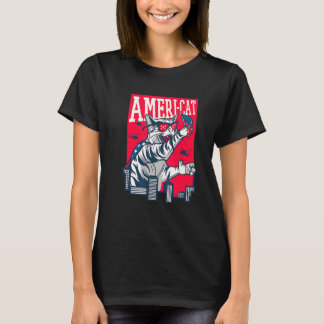T-shirt Chat américain patriotique Fierté américaine de ch