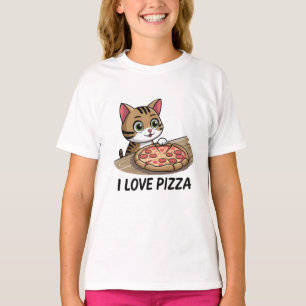 T-shirt Chat amoureux de la pizza