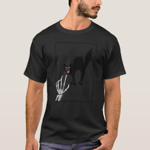 T-shirt Chat Amoureux Noir Squelette Main, Mignon Chat Drô