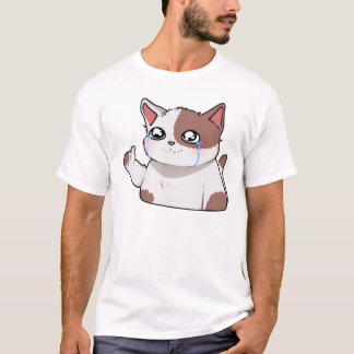 T-shirt Chat amusant pleurant avec des pouces