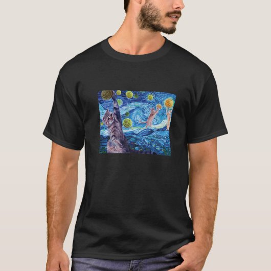 T-shirt Chat amusant Starry Night Chat, Femme Chat Van Gog (Devant)