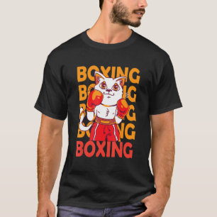 T-shirt Chat animal boxe sport avec gants de boxe citation
