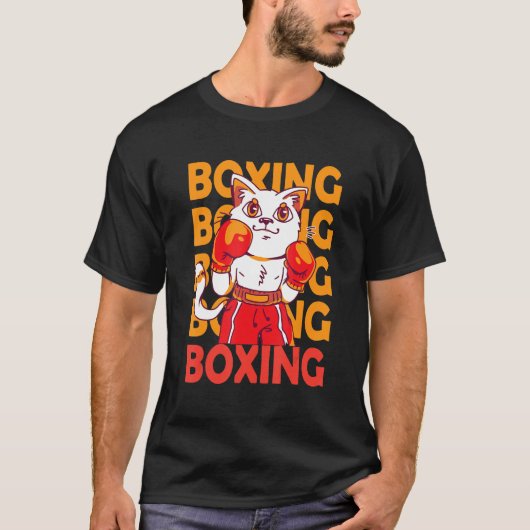 T-shirt Chat animal boxe sport avec gants de boxe citation (Devant)