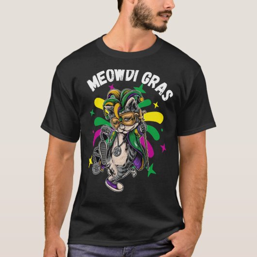 T-shirt Chat Animal Cute Mardi Gras Carnival Jester (Devant)