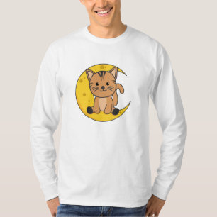 T-shirt Chat animal de lune Chat officiel de sommeil Chemi