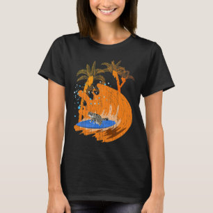 T-shirt Chat animal de surfeur drôle planche de surf océan