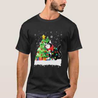 T-shirt Chat animal portant un chapeau d'arbre de Noël Cla