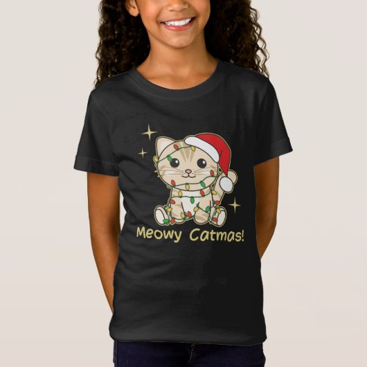T-Shirt Chat Animaux de Noël Cute Chats Meowy Catmas (Devant)