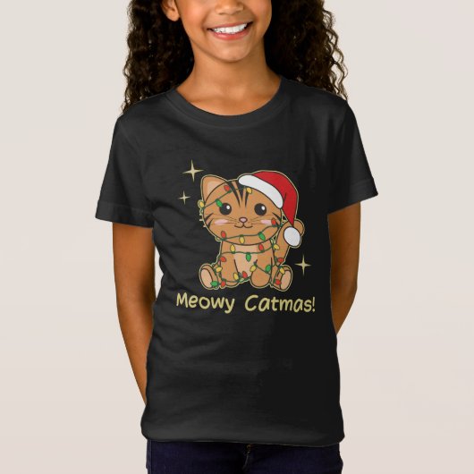 T-Shirt Chat Animaux de Noël Cute Chats Meowy Catmas (Devant)