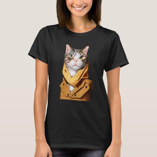 T-shirt Chat Anthropomorphique Suite Habille Comme Un Hum (Devant)