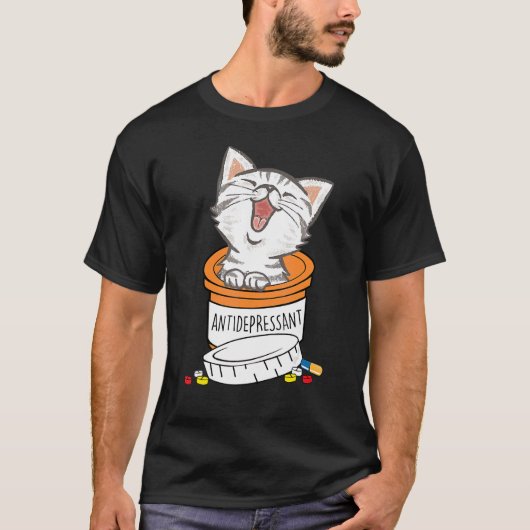 T-shirt Chat Antidépresseur Chat Funny Chat Kitten (Devant)