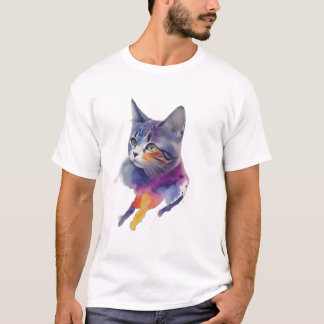 T-shirt Chat aquarelle