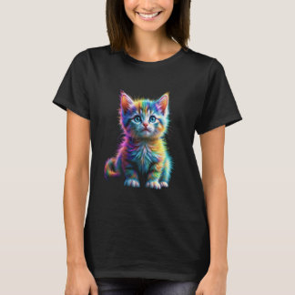 T-shirt Chat Aquarelle Coloré Chat pelage coloré chaton 