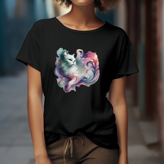 T-shirt Chat aquarelle éthérée
